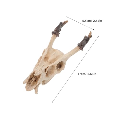 Kichvoe Reptile Skull Hideout Resin Decoration Medium Muntiacus Skull Cave Reptile Habitat Shelter for Lizards Geckos Snakes Amphibians Terrarium