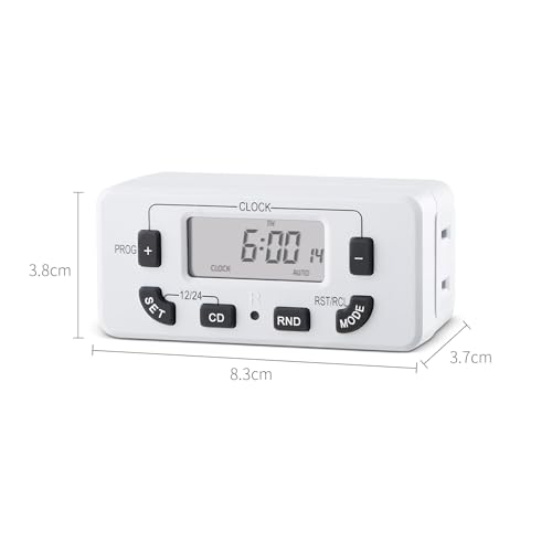 7 Day Programmable Digital Timer Outlet, Indoor Timer with Single Plug-in, Digital Light Timers for Lamp, Fan, Aquarium, 15A 1/2HP, 1 Pack - size: 1 PACK