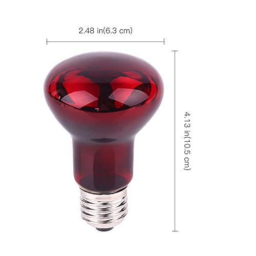 50W Infrared Heat Lamp Bulb E26 Base Red Basking Spot Light for Reptile Terrarium, Non-Disruptive Night Heater for Bearded Dragons Snake Turtle and Amphibian 2 Pack