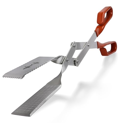 Steak Grill Tongs - 17 inch Red. Professional outdoor grilling utensil. Long reach Barbeque Grilling Tongs. Ideal for steak, fish, burger, and sausage - color: Red Steak Tongs