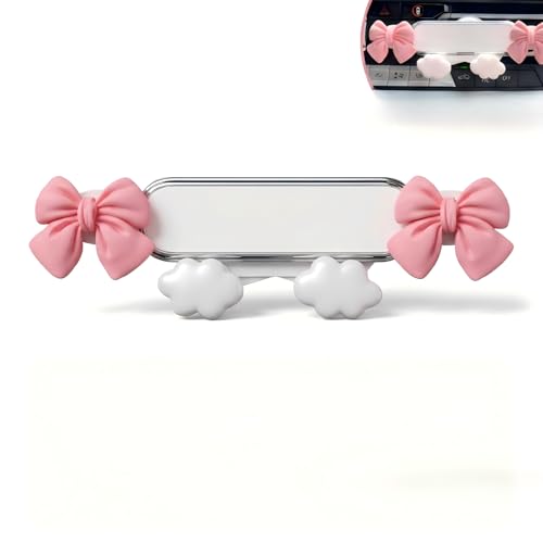 Car Air Vent Phone Holder, Pink Bow & Cloud Design Cute Car Phone Mount, 5.31" x 1.97" 360° Rotatable Adjustable Vent Phone Bracket, Universal for Most Cars, SUVs, Trucks (Style A) - size: 1 PC #Style A