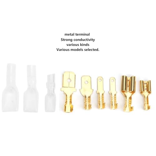 Wire Connectors – Gold Spring Brass Male and Female Connectors Kit with Insulation Sleeves for Automotive Car Wiring, 6.3/4.8/2.8mm Crimp Terminals