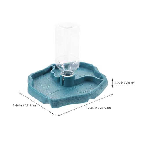 SUPVOX Automatic Reptile Water Bowl and Food Holder for Tortoises and Lizards, Lake Blue and Dark Brown Waterer with Reservoir, Terrarium Feeding Dish for Turtle and Bearded Dragon