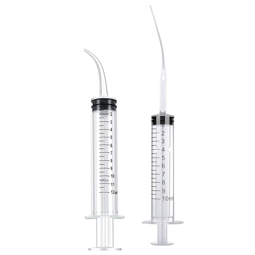 10pcs Plastic Pet Feeding Syringe with Silicone Curved Tip, 4.7inch/12cm Soft Feeding Tubes for Small Dogs, Birds, Cats, Puppy, Kitten, 12ml