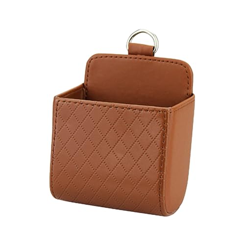 Car Vent Storage Bag, Leather Car Dashboard Organizer Pocket, Brown - color: Brown