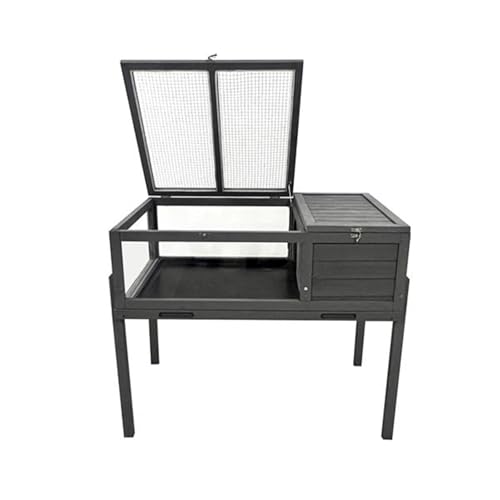 Turtle Habitat, Wooden Turtle House with Removable Legs, Small Animal Reptile cage, pet Supplies, Indoor and Outdoor use, Gray
