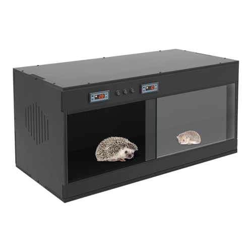 31.5*15.8*15.8 inches PVC Reptile Tank, Reptile Terrarium for Ball Python Bearded Dragon Snake Gecko, Reptile Terrarium Lounge Habitat with Glass Sliding Door & Top Screen Ventilation (Black) - color: Black