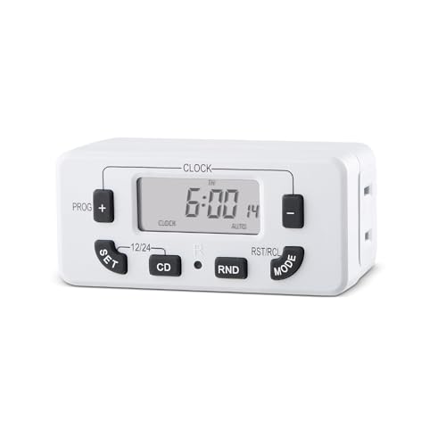 7 Day Programmable Digital Timer Outlet, Indoor Timer with Single Plug-in, Digital Light Timers for Lamp, Fan, Aquarium, 15A 1/2HP, 1 Pack - size: 1 PACK
