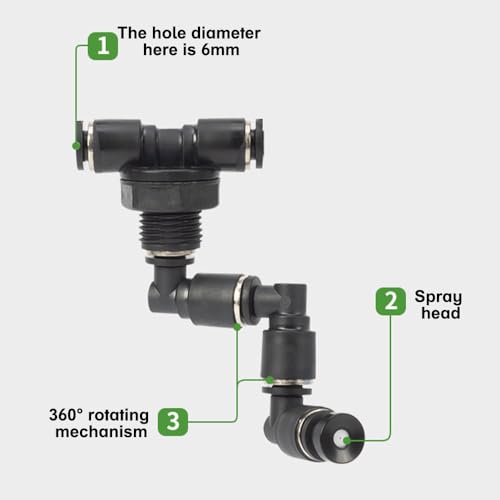 Reptile Mister Nozzles, 1/2PCS Fine Rainforest Tank Sprinkler 360° Adjustable Terrarium Fogger for 6mm/0.24'' Outer Diameter Hose - color: 2PCS