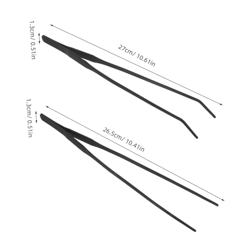 POPETPOP 4pcs Long Aquarium Tweezers Stainless Steel Curved and Straight Tongs Plant Food Tweezers Fish Tank Tools Reptile Feeding