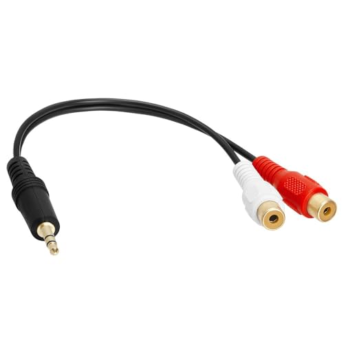 Cmple - [5 Pack 3.5mm Mini Plug to 2 RCA Jack Gold Plated Y Adapter, 3.5mm Male to 2 RCA Female Jack Stereo Audio Cable - color: 3.5mm M to 2 RCA F, size: 5 Pack