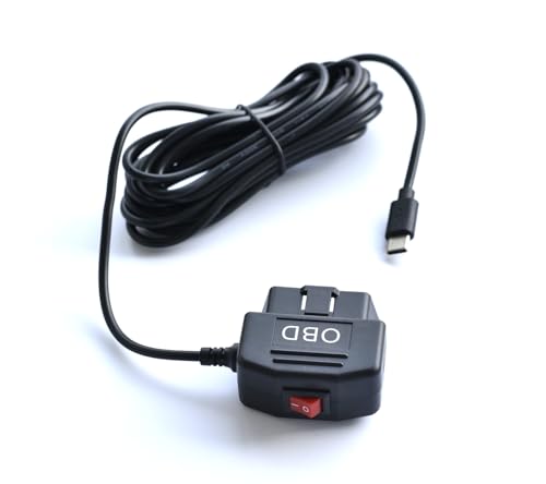 Dash Cam OBD Hardwire Kit, OBD2 Power Cable for Dash Camera TwinPa OBD to USB-C OBDII Adapter Hardwire Charger Cable and Acc Two Mode 12-36V to 5V 3A (USB-C Port)