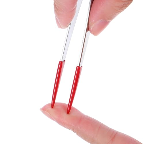 4 Pcs Rubber Tipped Tweezers PVC Coated Craft Tweezers for Stickers Straight Tip Flat Tip Long Bent Tweezer Pointed Tips for Crafts Stamps Electronics Beads Jewelry Lab Work