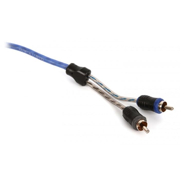 NVX® XIV205 1.64 ft (0.5 Meter) Oxygen Free Copper 2-Channel Twisted Pair V-Series Car Audio RCA Audio Interconnect Cable with Shielded Noise Reduction and Split-tip Silver-Plated Ends - size: 2 Channel-2 ft