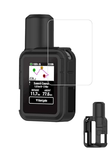 Case for Garmin inreach mini 3 Plus/Garmin inreach mini3 Tracking Handheld,BOVUGAC Shockproof Silicone Soft Protective Case&TPU Screen Protector,All Round Protection.-Black