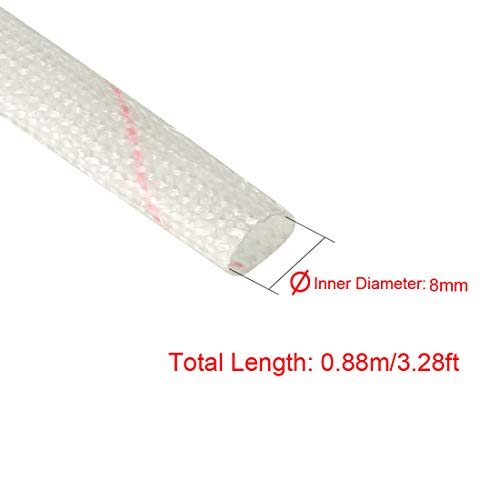 uxcell Fiberglass Heat Shield Sleeve 8mm(5/16-inch) ID x 3.28ft Adjustable PVC Silicone Fiberglass Sleeve Pipe