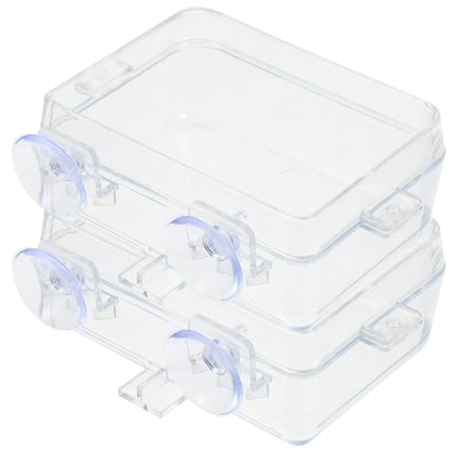 Amosfun Anti-Escape Reptile Feeding Bowl with Suction Cups, Large Food and Water Dish for Lizards, Geckos, Bearded Dragons – 2pcs Reptile Pet Feeders for Terrarium Use