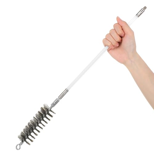 50in Pipe Cleaning Brush Set with Stainless Steel Bristles, Wire Brushs with 4pcs Galvanized Rod, Stainless Steel Pipe Brushs 4pcs for Auto Parts,Bottles,Tubes (3/5,1,1 3/5,2 in Brush Heads