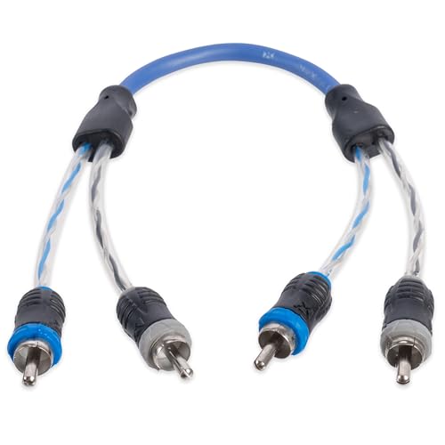NVX® XIV205 1.64 ft (0.5 Meter) Oxygen Free Copper 2-Channel Twisted Pair V-Series Car Audio RCA Audio Interconnect Cable with Shielded Noise Reduction and Split-tip Silver-Plated Ends - size: 2 Channel-2 ft