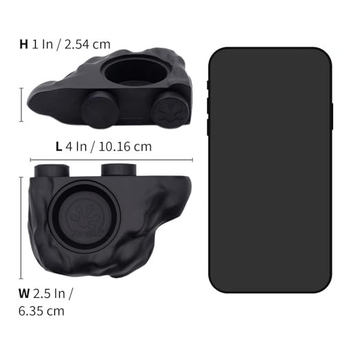 Pangea Silicone Gecko Feeding Ledge - Magnetic Mini Food Dish for Reptile Tank - 4.125" x 2.625" x 1.18" - Fits 0.5oz Cups (Black) - color: Black
