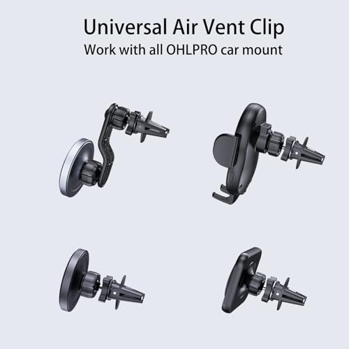 OHLPRO 2Pack Car Air Vent Clip Replacement, [Stable & Anti-Shake] Phone Mount Base with 16mm Ball Head, Heavy Duty Air Vent Holder Compatible with iPhone, Samsung & Most Car Phone Cradles