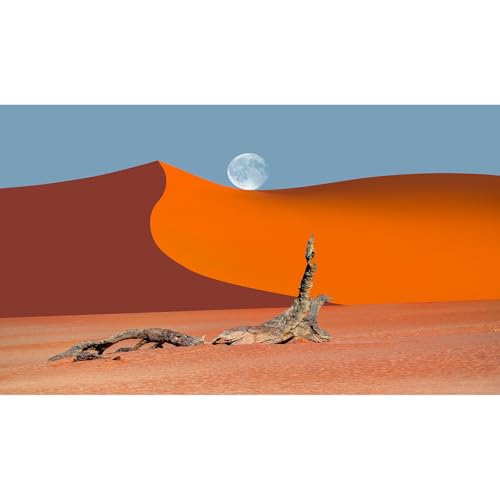 Desert Reptile Tank Background Majestic Desert View Terrarium Background Dead Trees Desert Sand Dune Full Moon Reptile Habitat Background Gobi Desert Aquarium Background Fish Tank Background 48x20in - size: 48(W)x20(H)inches/ 120(W)*50cm(H)