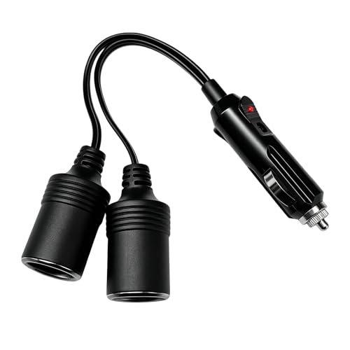 Double Cigarette Lighter Adapter, 12V 24V 1 to 2 Vehicle Power Charger Port Adapters, Universal 2-Socket Cigarette Lighter Splitter Extension Cords, Car Accessories