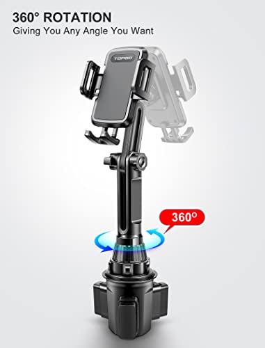 Cup Holder Phone Mount, [No Shaking & Height-Adjustable Pole] Cup Phone Holder for Car, Cell Phone Cradle for iPhone iPhone14, Samsung and More Smart Phone(Black)