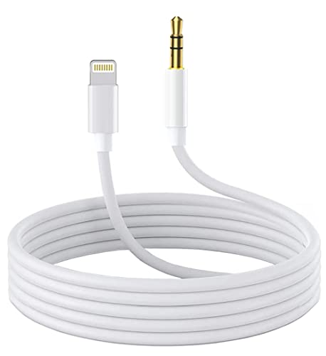Wahbite Lightning to 3.5mm Audio Cable Compatible with iPhone 13/12/11/XR/XS/X/8/7/6 Plus/SE 2, iPad - color: White