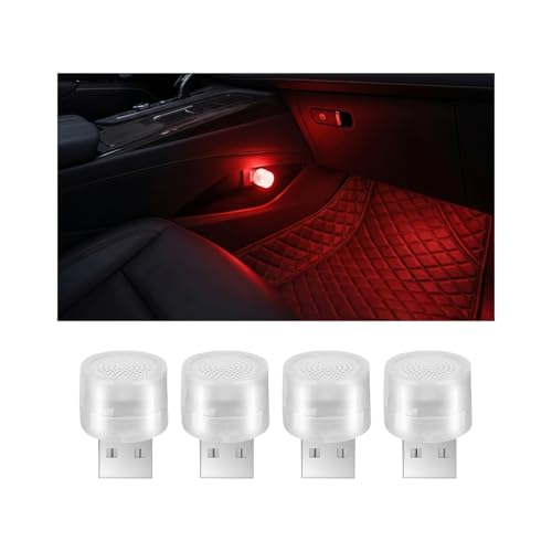 4 Pack USB LED Ambient Lights, Red - color: Red