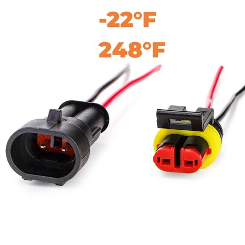 Hiceeden 12 Kits 2 Pin Waterproof Connector 16AWG 2 Wire Auto Electric Plug