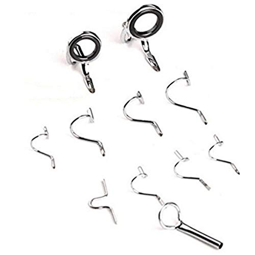 Fly Rod Guide Set Fishing Tip Repair Kit 9FT 4-6WTHard Snake Guide Tip Hook DIY Eye Rings Different Size