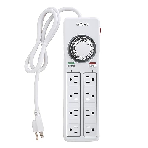 BN-LINK 8 Outlet Surge Protector with Mechanical Timer and Heat Mat Thermostat Controller