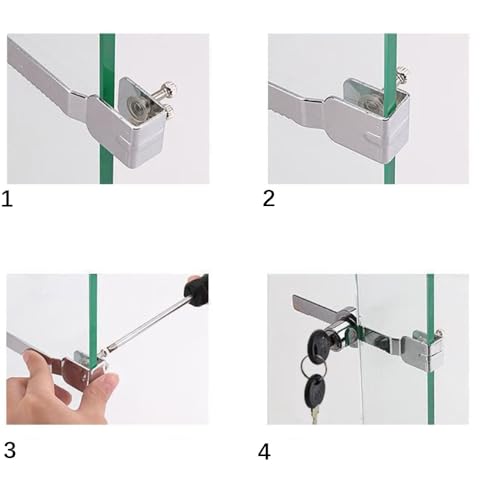 2Pcs Sliding Glass Door Ratchet Lock, Keyed Alike Showcase Display with Chrome Finish