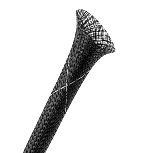 Kable Kontrol Flame Retardant PET Expandable Braided Sleeving 5/8” Inch ID 25 Feet Long - UL94 V0 Fire & Abrasion Resistant Flexible Sleeve Wire Management – Black with White Tracer - color: Black with White Tracer, size: 0.63 Inch (5/8") - 25 Feet
