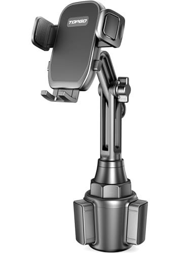 Cup Holder Phone Mount, [No Shaking & Height-Adjustable Pole] Cup Phone Holder for Car, Cell Phone Cradle for iPhone iPhone14, Samsung and More Smart Phone(Black)