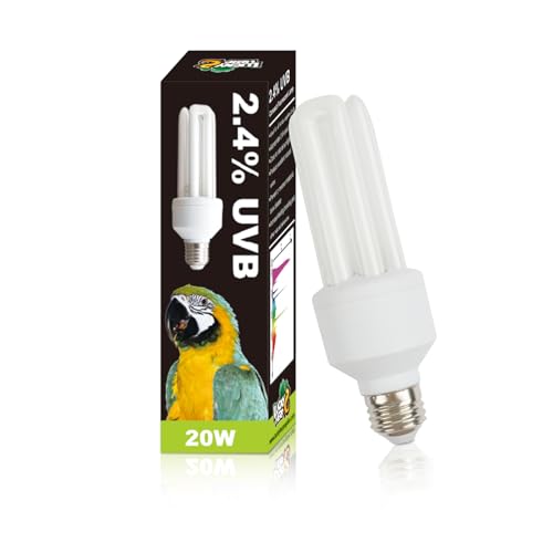 LUCKY HERP UVA UVB Light Bulb for Birds 2.4 UVB 20W Compact Flourescent Lamp for All Kinds Captive Birds