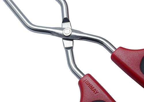 HINMAY Extra Long Scissor Tongs 16-Inch Stainless Steel Barbecue Grilling Tongs - color: Red, size: 16"
