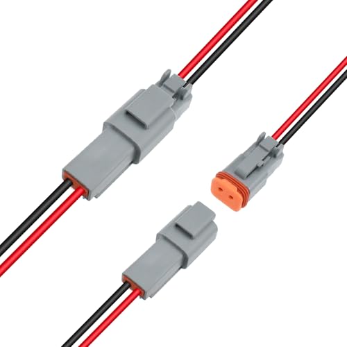 2 Pcs D-eutsch DT 2 Pin Connector with 16 AWG Cable Wire - size: DT 2Pin, 2Pcs