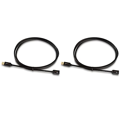 Amazon Basics 2-Pack USB 3.0 Extension Cable, A-Male to A-Female, 4.8Gbps High-Speed, Gold-Plated Connectors, 6 Foot, Black - size: 6 Feet