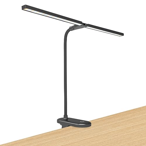 LED Reading Light with Clip, Desk Lamp 48 LEDs 2600mAh Battery USB Rechargeable Book Lights Stepless Adjustable Brightness Eye Protection Table Lamps for Bed Headboard, Home, Office - Black - color: Black