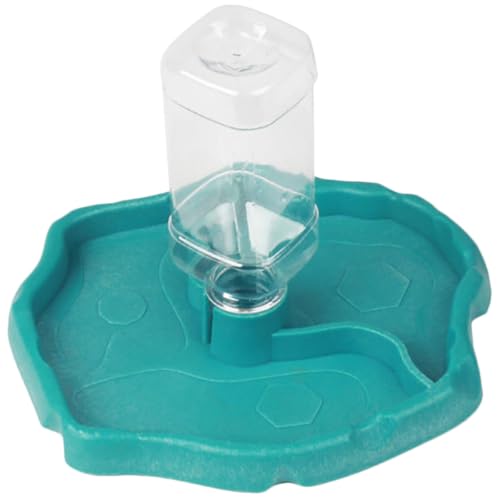 VICASKY Automatic Reptile Waterer and Bearded Dragon Feed Bowl with Reservoir, Lake Blue Plastic Terrarium Dish for Tortoise and Lizard Tank Accessories