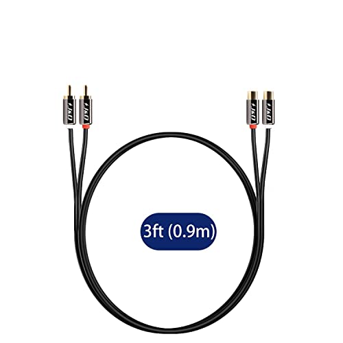 J&D 2 RCA Extension Cable, RCA Male to Female Stereo Cable, 3 ft - size: 3 Feet