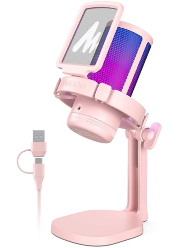 MAONO DGM20 USB Gaming Microphone for PC with Clear Voice & RGB Lighting - color: Pink