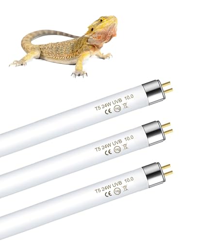 3 Pack T5 UVB Reptile Light 24W 10.0,UVA UVB Light Bulb for Reptiles, Reptile UVB Lamp Tube for Bearded Dragon - size: 24W T5 Tube