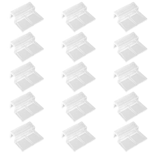 15 Pcs Rimless Aquarium Lid Clips for 11-12mm Glass, Clear Acrylic Aquarium Cover Support Clamps for Fish Tank Lid Holder, Plastic Tank Top Clips for Glass Canopy or Piscine Hoods and Covers