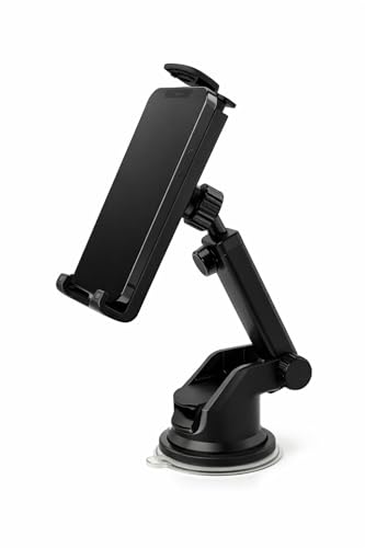 Adjustable & Extendable Car Phone Holder for Dashboard & Windshield, 360° Rotating One-Handed Universal Smartphone Mount with Strong Suction for Cars, Trucks & SUVs, Compatible with iPhone & Android