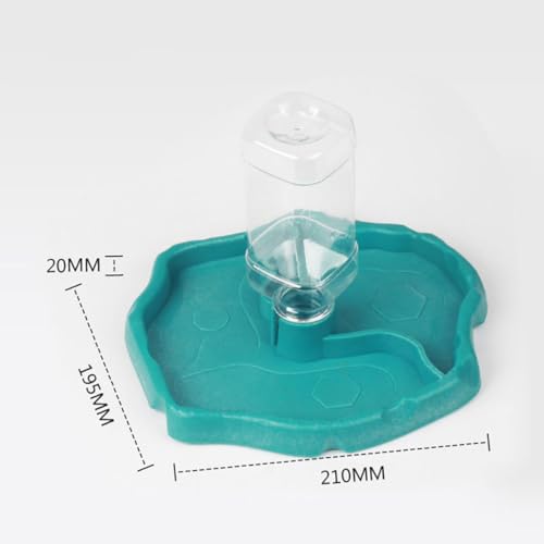 VICASKY Automatic Reptile Waterer and Bearded Dragon Feed Bowl with Reservoir, Lake Blue Plastic Terrarium Dish for Tortoise and Lizard Tank Accessories