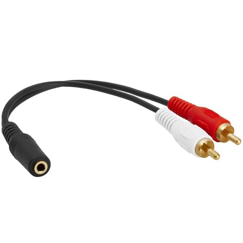 Cmple - [5 Pack 3.5mm Female Jack to 2 RCA Plugs Audio Stereo Adapter, 3.5mm Female to 2RCA Male Stereo Gold Plated - color: 3.5mm F to 2 RCA M, size: 5 Pack