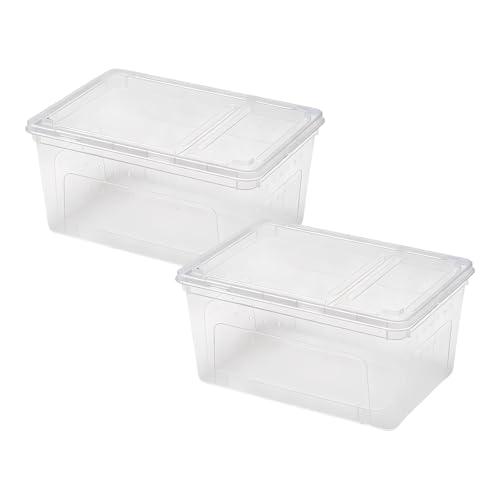 2 Pcs Small Reptile Breeding Box, Portable Clear Plastic Feeding Hatching Container, Space-Saving Terrarium for Small Pets, 7.5 x 4.9 x 3 in